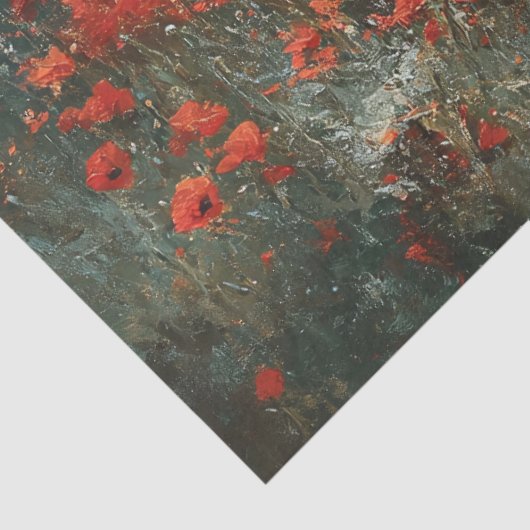 Zwarte Friese Hengst Rode Poppies Decoupage Tissuepapier (Detail)