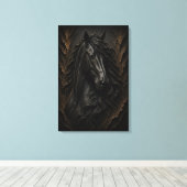 Zwarte Friese sculpturale 3D luxe kunstdruk Canvas Afdruk (Insitu (Houten vloer))