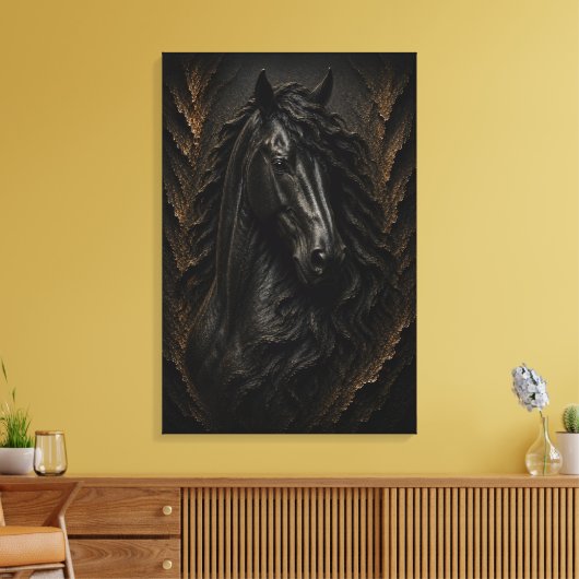 Zwarte Friese sculpturale 3D luxe kunstdruk Canvas Afdruk (Insitu (Woonkamer))