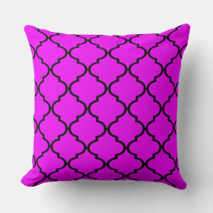 Zwarte Fuchsia Marokkaans Quatrefoil Patroon Kusse Kussen