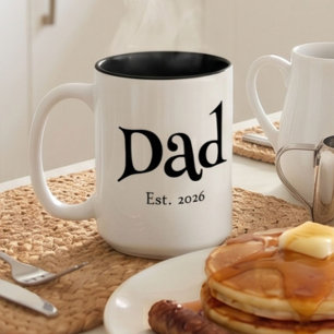 Zwarte Fun Bold Simple Vader Opgericht Nieuw Vader Tweekleurige Koffiemok
