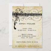 Zwarte Funky Elegante Krullen Afstudeer Uitnodigin Kaart (Achterkant)