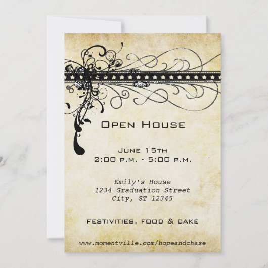 Zwarte Funky Elegante Krullen Afstudeer Uitnodigin Kaart (Achterkant)