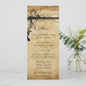 Zwarte funky elegante wervelingen trouwmenu menu (Staand voorkant)