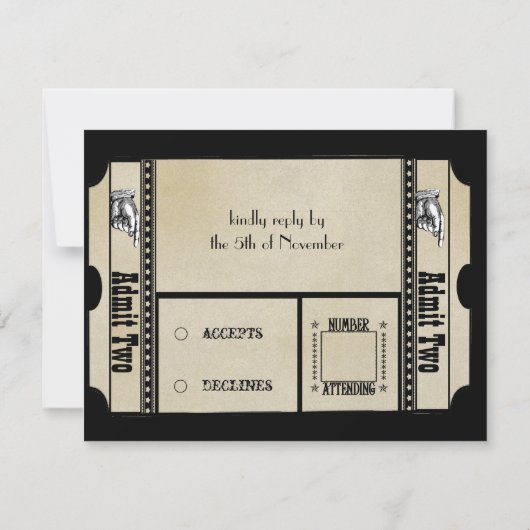 Zwarte funky gestructureerde wervelingen bruiloft  kaart (Achterkant)