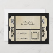Zwarte funky gestructureerde wervelingen huwelijks kaart (Achterkant)