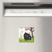 Zwarte Fuzzy Kat van Bihrle Magnet (Insitu (Vaatwasser))