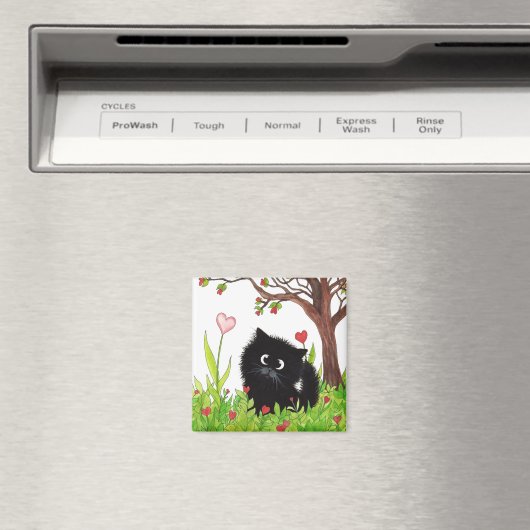 Zwarte Fuzzy Kat van Bihrle Magnet (Insitu (Vaatwasser))