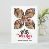 Zwarte galajurk Feestelijke Retro Fotocollage Kers Feestdagenkaart (Staand voorkant)