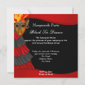 Zwarte galajurken formeel gemaskerd bal kaart (Achterkant)