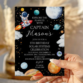 Zwarte Galaxy Captain Raket Avontuur Kinderen Verj Kaart