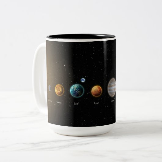 Zwarte Galaxy Print Solar System Mok (Voorkant links)