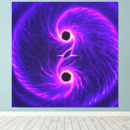 Zwarte gaten canvas afdruk (Insitu (Houten vloer))