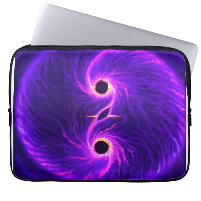 Zwarte gaten laptop sleeve (Voorkant)