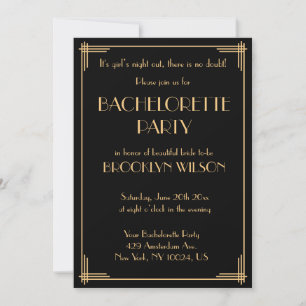 Zwarte Gatsby Art Deco Bruidsfeest Uitnodiging