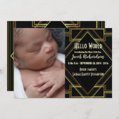 Zwarte Gatsby babyjongen geboorteaankondiging Aankondiging (Voorkant / Achterkant)