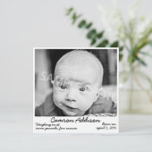 Zwarte geboorteaankondiging aankondiging (Staand voorkant)