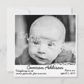 Zwarte geboorteaankondiging aankondiging (Voorkant)