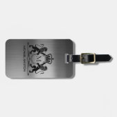Zwarte Geborstelde Metalen Koninklijk Wapenschild  Bagagelabel (Voorkant horizontaal)