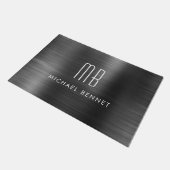 Zwarte Geborstelde Metalen Monogram Deurmat (Schuin)