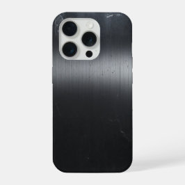Zwarte geborstelde metalen textuur iPhone 15 Pro h Case