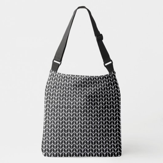 ZWARTE GEBREIDE Schoudertas Crossbody Tas (Voorkant)