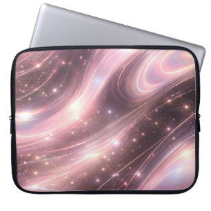 Zwarte & gedempte blush ruimte patronen AI-kunst Laptop Sleeve