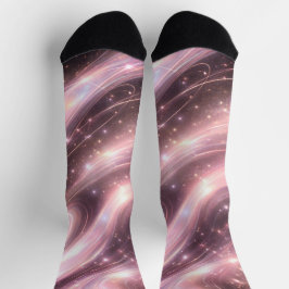 Zwarte & gedempte blush ruimtepatronen AI-kunst  Sokken
