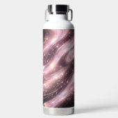 Zwarte & gedempte blush ruimtepatronen AI-kunst Waterfles (Voorkant)