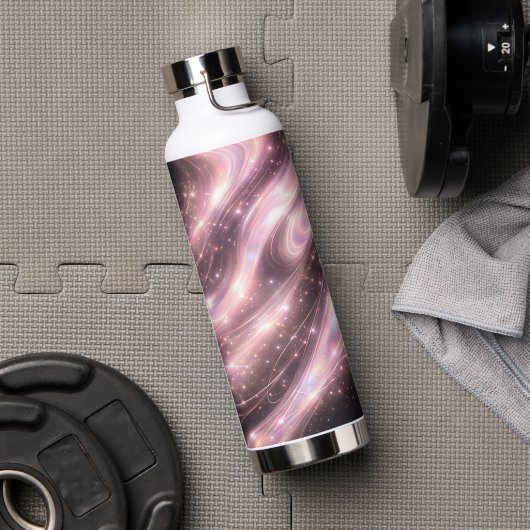 Zwarte & gedempte blush ruimtepatronen AI-kunst Waterfles (Gym (Gedraaid) )