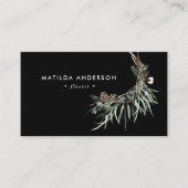 Zwarte gedempte waterverf floriselegant visitekaartje (Voorkant)