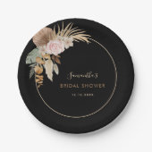 Zwarte Gedroogde Palmblad Pampas Gras Bruidsfeest Papieren Bordje (Voorkant)