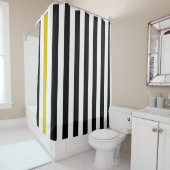 Zwarte geel en witte strepen douchegordijn (In situ)