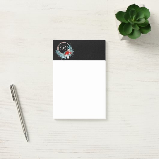 Zwarte geëmailleerde krans Kerst Post-it-notities  Post-it® Notes (Kantoor)