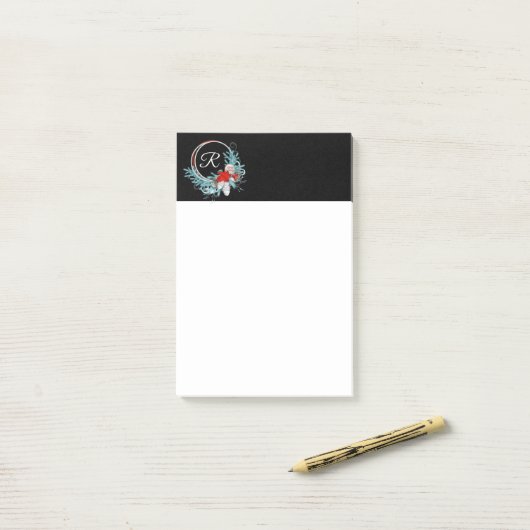 Zwarte geëmailleerde krans Kerst Post-it-notities  Post-it® Notes (Op bureau)