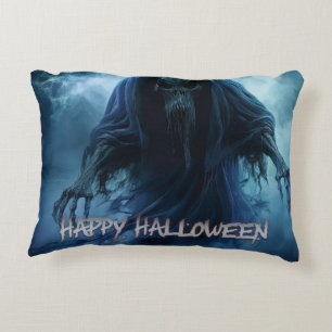 Zwarte geest in een hels landschap - Halloween Accent Kussen
