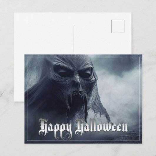 Zwarte geest in een hels landschap - Halloween Feestdagenkaart (Voorkant / Achterkant)