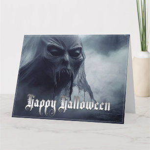 Zwarte geest in een hels landschap - Halloween Kaart