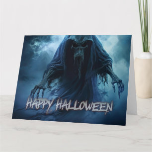 Zwarte geest in een hels landschap - Halloween Kaart