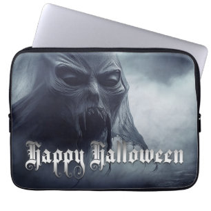 Zwarte geest in een hels landschap - Halloween Laptop Sleeve