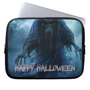 Zwarte geest in een hels landschap - Halloween Laptop Sleeve