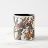 Zwarte gefactureerde koekoekjesvogels tweekleurige koffiemok (Center)