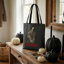 Zwarte Geheime Halloween Geest Zwarte Boodschappen Tote Bag