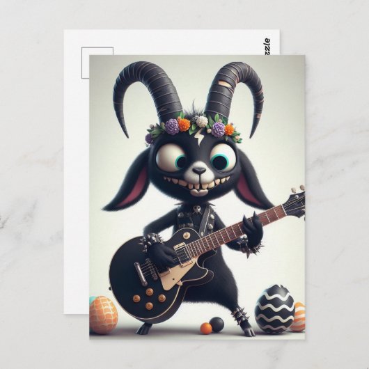 Zwarte Geit Spelen Gitaar Gelukkig Pasen Briefkaart (Voorkant / Achterkant)
