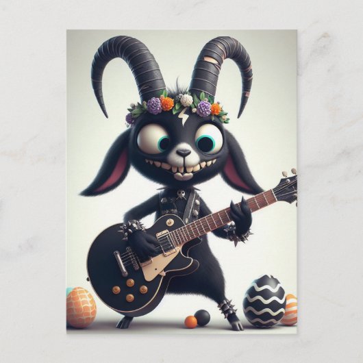 Zwarte Geit Spelen Gitaar Gelukkig Pasen Briefkaart (Voorkant)