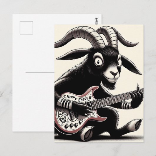 Zwarte Geit Spelen Gitaar Gelukkig Pasen Briefkaart (Voorkant / Achterkant)