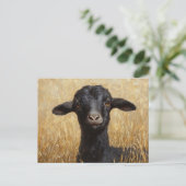 Zwarte Geit Tarwe Veld Schilderij Briefkaart (Staand voorkant)