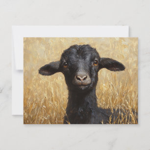 Zwarte Geit Tarwe Veld Schilderij Briefkaart