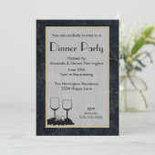 Zwarte gekruiste stontextuur Dinner Party Kaart (Staand voorkant)