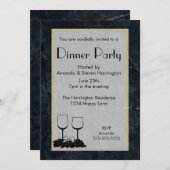 Zwarte gekruiste stontextuur Dinner Party Kaart (Voorkant / Achterkant)